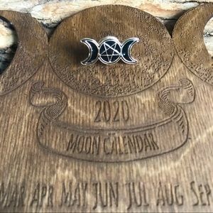 Pentacle crescent moon pin
